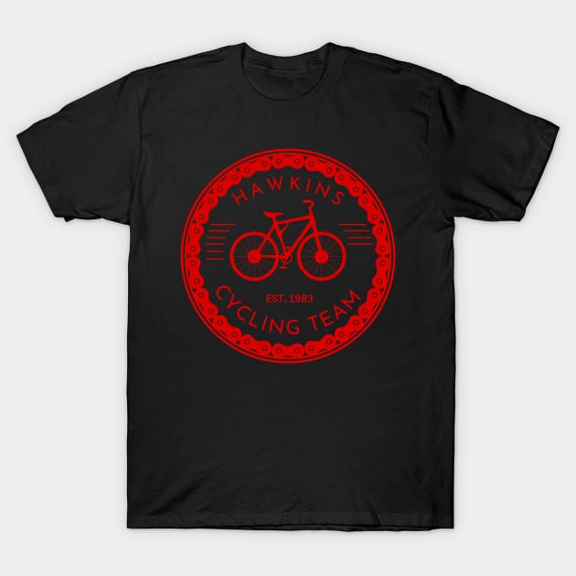 Hawkins Cycling Team III - Black - Funny T-Shirt by Fenay-Designs